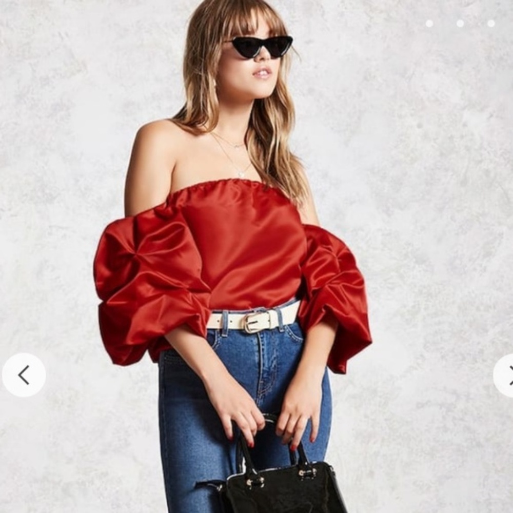 NWT {Forever 21} Red Satin Top